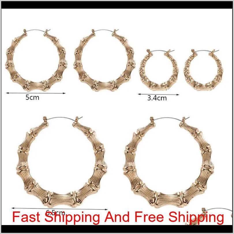 sliver/gold color big bamboo circle hoop earrings for women hip hop large celebr n58f