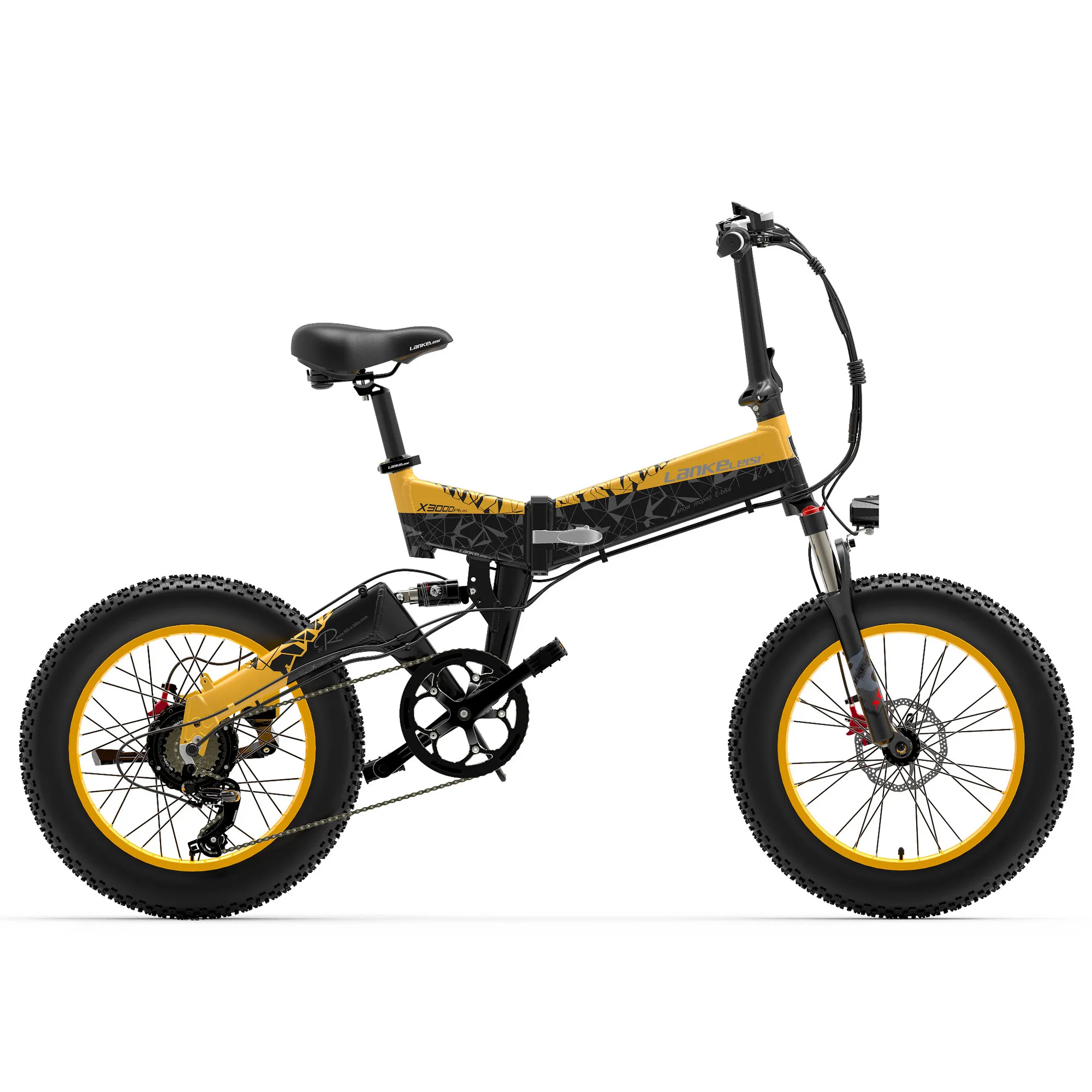 1000W 20 Inch Folding Electric Snow Bike X3000plus , Fat Tire Bicycle, Front & Rear Dual Suspension