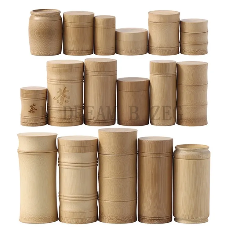 Förseglad Tea Barrel Travel Portable Bamboo Canister Tea Storage Jars Tea Canister Förpackning Lufttäta burkar