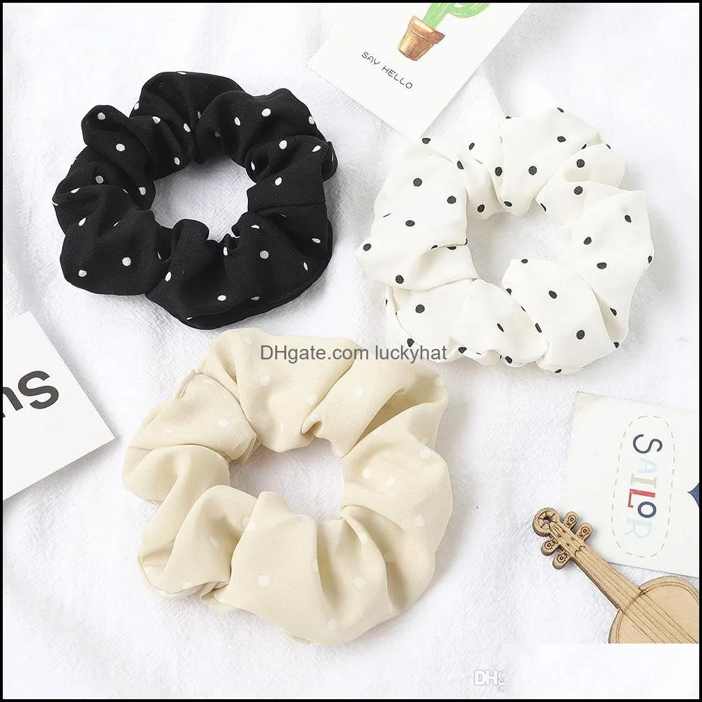 Ins Dot Hair Scrunchies Women Elastic Hair Bands Stretchy Scrunchie Girls Headwear Loop Ponytail Holder Printed Hair Accessories