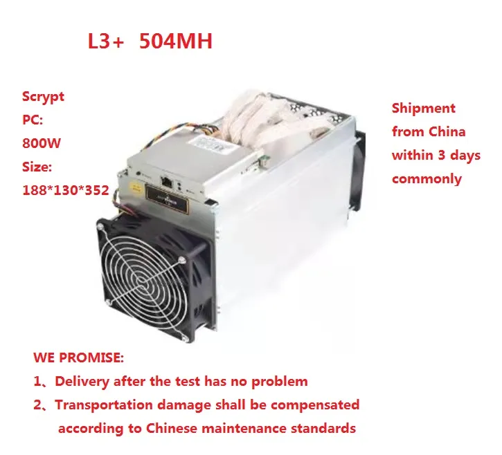 Mineur asic mineur Bitmain utilisé antminer L3 plus avec alimentation