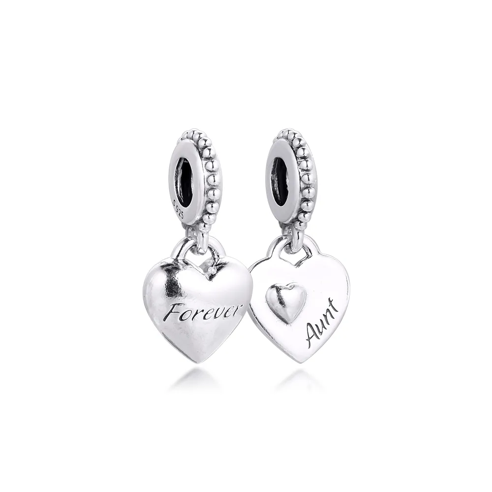CKK Fit Pandora Bracelets Aunt Niece Split Heart Charms Silver