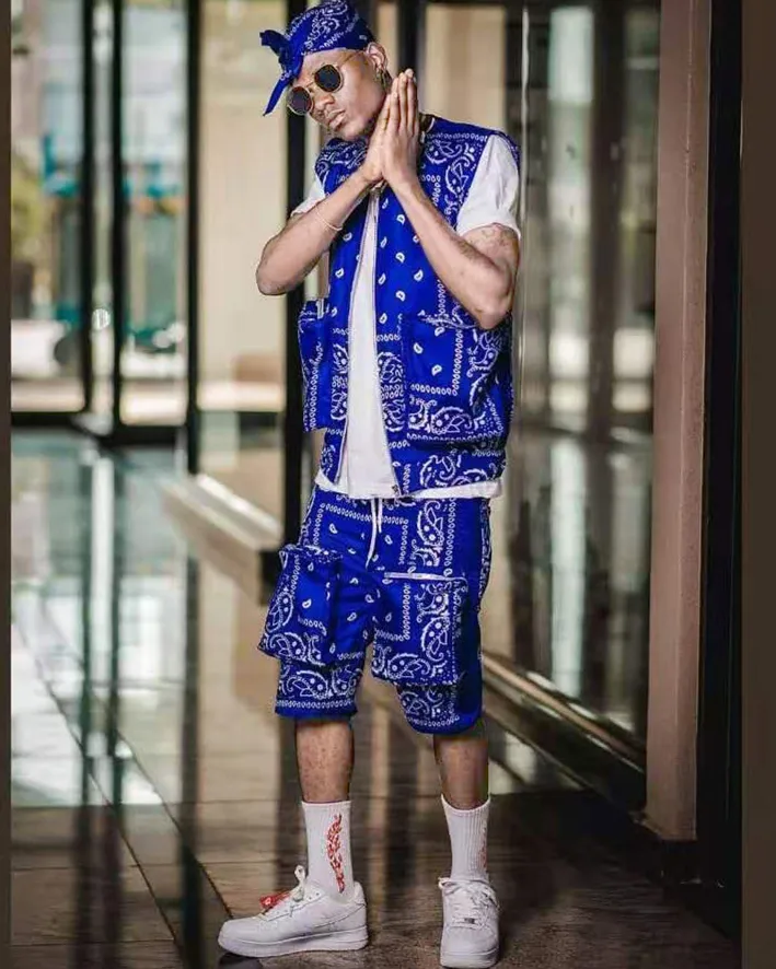 Paisley Streetwear Blue Paisley Shorts Men's Hip Hop Streetwear