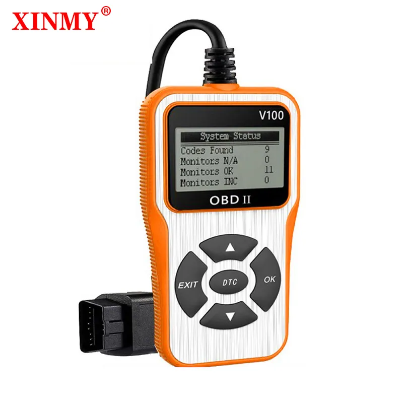 V100 OBD2 자동 스캐너 핸드 헬드 다기능 내구성 휴대용 6 언어 백라이트 LCD OBD II 자동차 진단 도구 코드 판독기