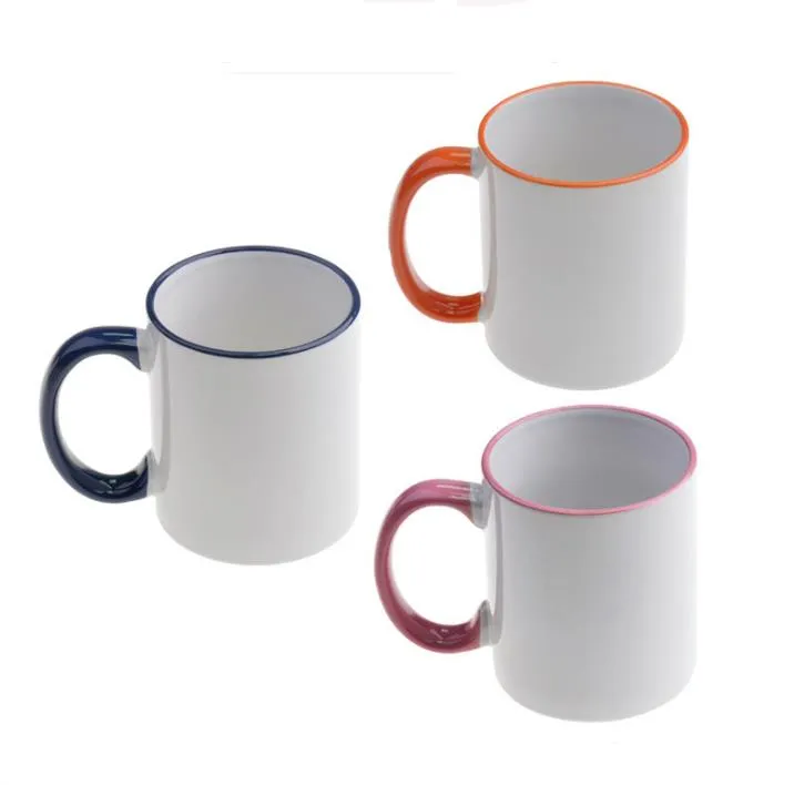 320ml Ceramic Blank Sublimation Mug Heat Transfer MDF Handle Mugs Personality DIY Simple Coffee Cup Gift Supplies SN3934