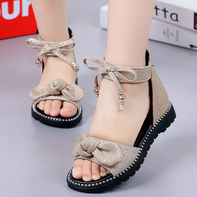 Princess Dress Bow Flat Heel Girls Sandals For Girls Spring Summer