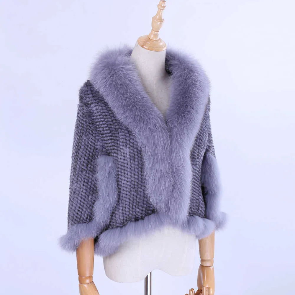 knitted mink fur shawl