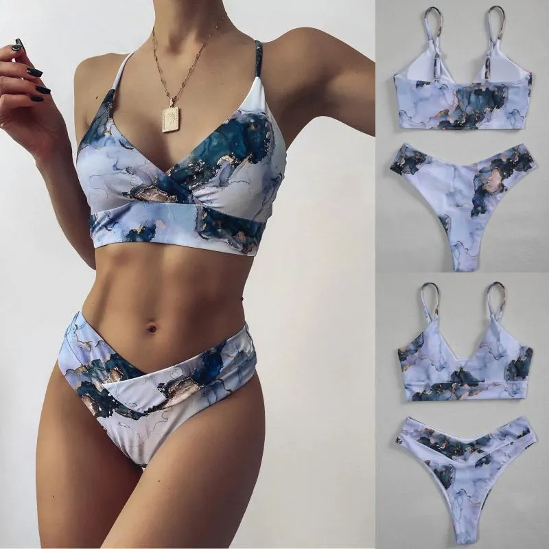 Kvinnors badkläder Bikini Kvinnor Högskurna Bikinis Sexig Biquini Swim Suit Push Up Baddräkt Kvinnlig badvattenfärgstrandkläder #TP