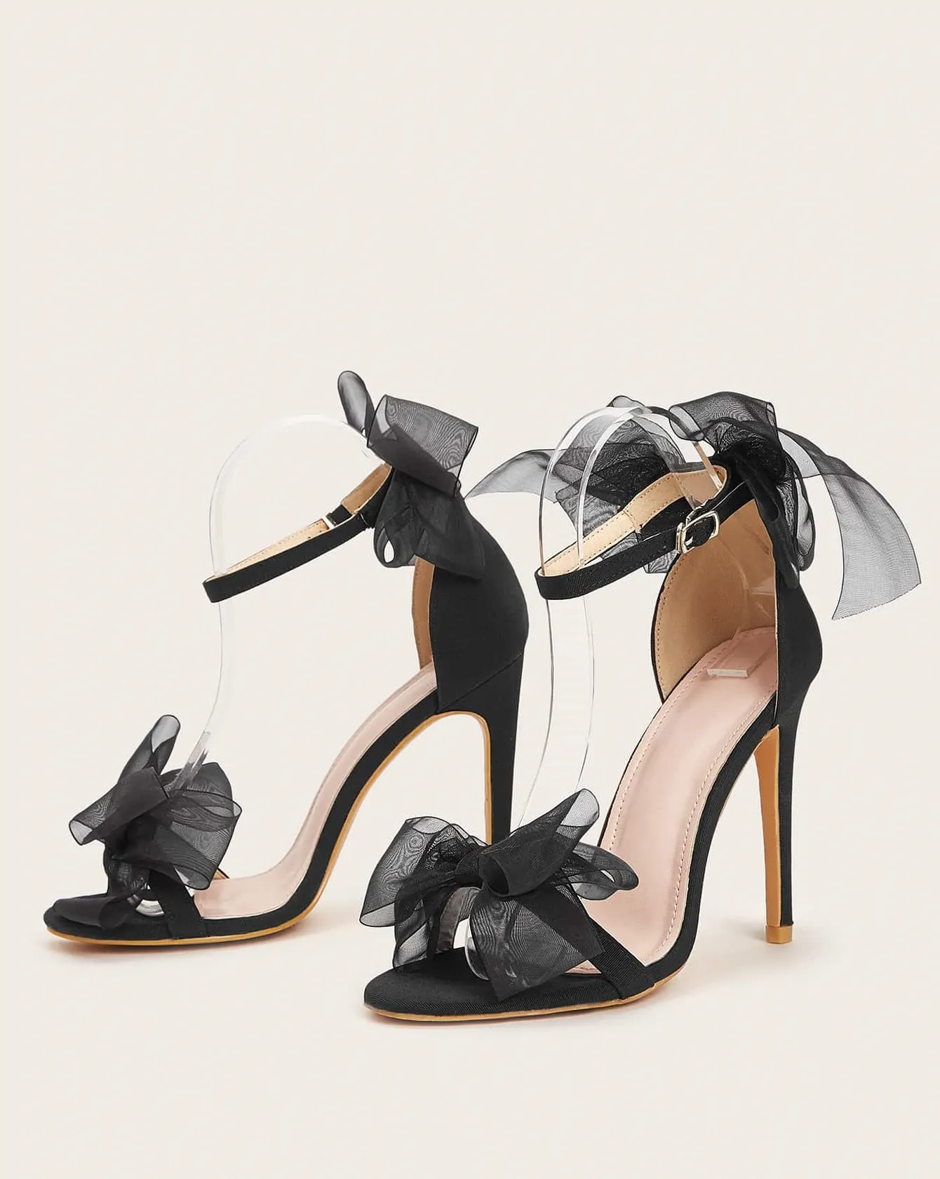 Female Wedding Sandals Satin Shoes Face Round Head Fine Heel Shoe Large Size Fish Mouth Lace Bow Heels