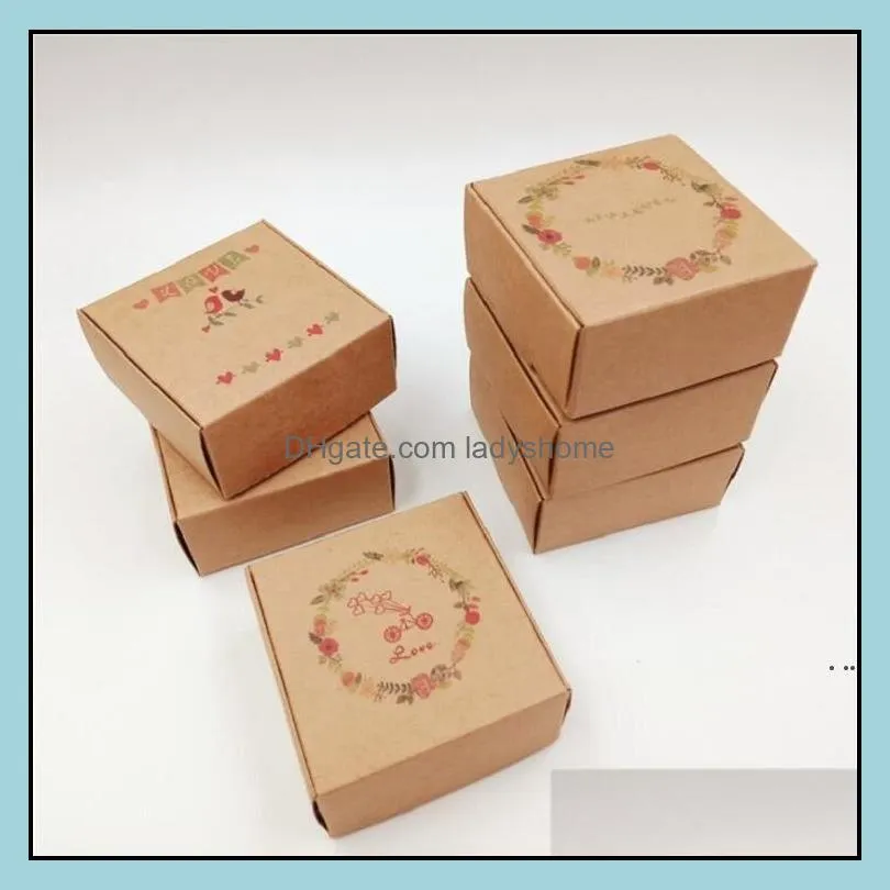 Другое сад дома Gardencolourf Kraft Paper Jewelry Boxes Пакет с буквой маленькой подарочной коробкой для мыла ручной работы.