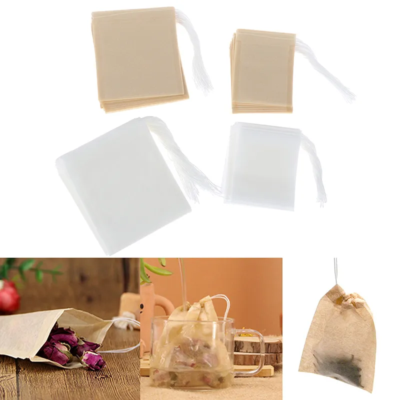 100 pcs / lote infusor de chá com string cure selo 5 * 6cm / 7 * 8cm / 8 * 10 cm Sachet filtro de papel de saquinho de chá vazio sacos de chá