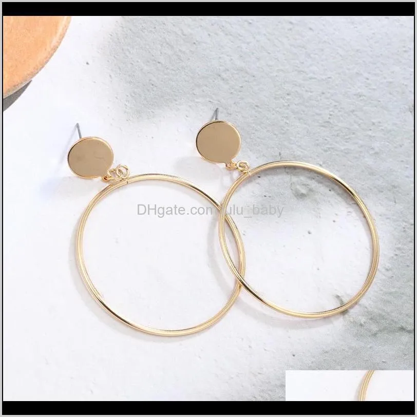 Hot selling New korean earrings for girls Big Geometric stud Earring women creative big circle round earring gold silver jewelry