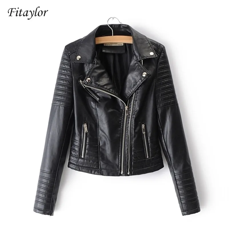 Fi femmes moto Faux cuir vestes dames Streetwear noir manteau à manches longues automne motard fermetures à glissière Outwear 211110