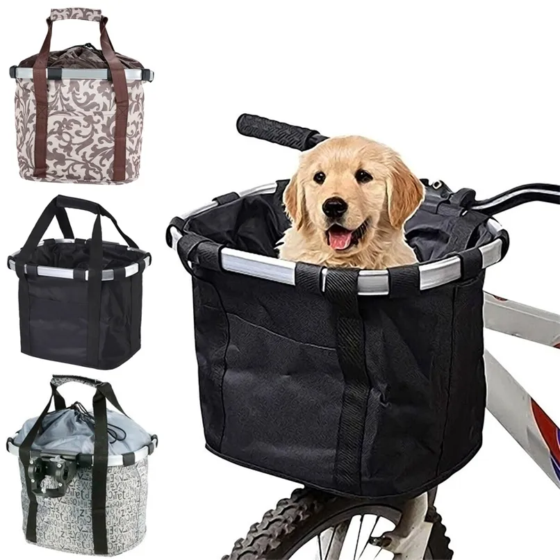 Vélo avant panier vélo chien pochette vtt cyclisme guidon Tube suspendu 2in1 détachable pli sac à bagages 3KG charge 220222