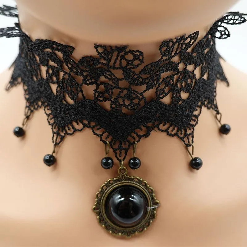 Chokers góticos sexy sexy halloween preto colar colar de colar de retro bruxa mágica mágica vitoriana jóias femininas damas