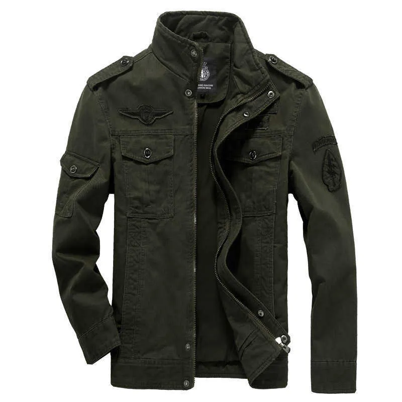 Bomull Militärjacka Män Höst Soldat MA-1 Style Army Jackor Male Brand Slothing Mens Bomber Plus Size M-6XL 210909