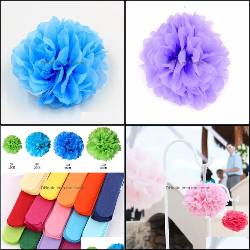 Wholesale- 1pcs Largr 12inch Props Car Decoration Flowers For Wedding Car Supplies Tissue Paper Pom Poms Wedding Party Festival