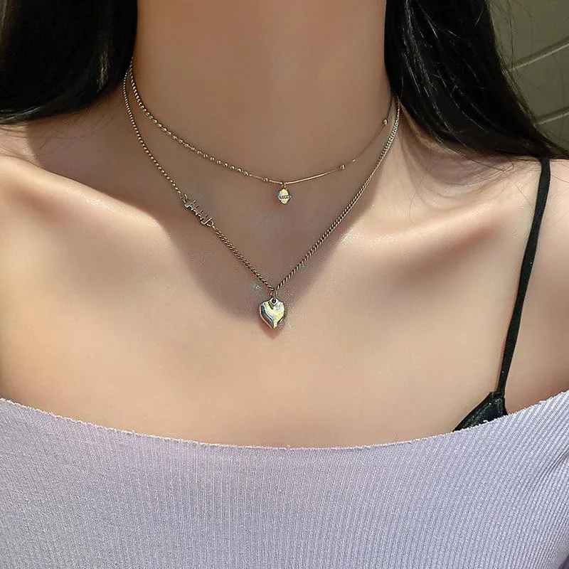 Hanger kettingen Oorspronkelijke zomer mode asymmetrie liefde hart ketting voor vrouwen meisjes ster ronde ronde kralen metalen geometrische sieraden