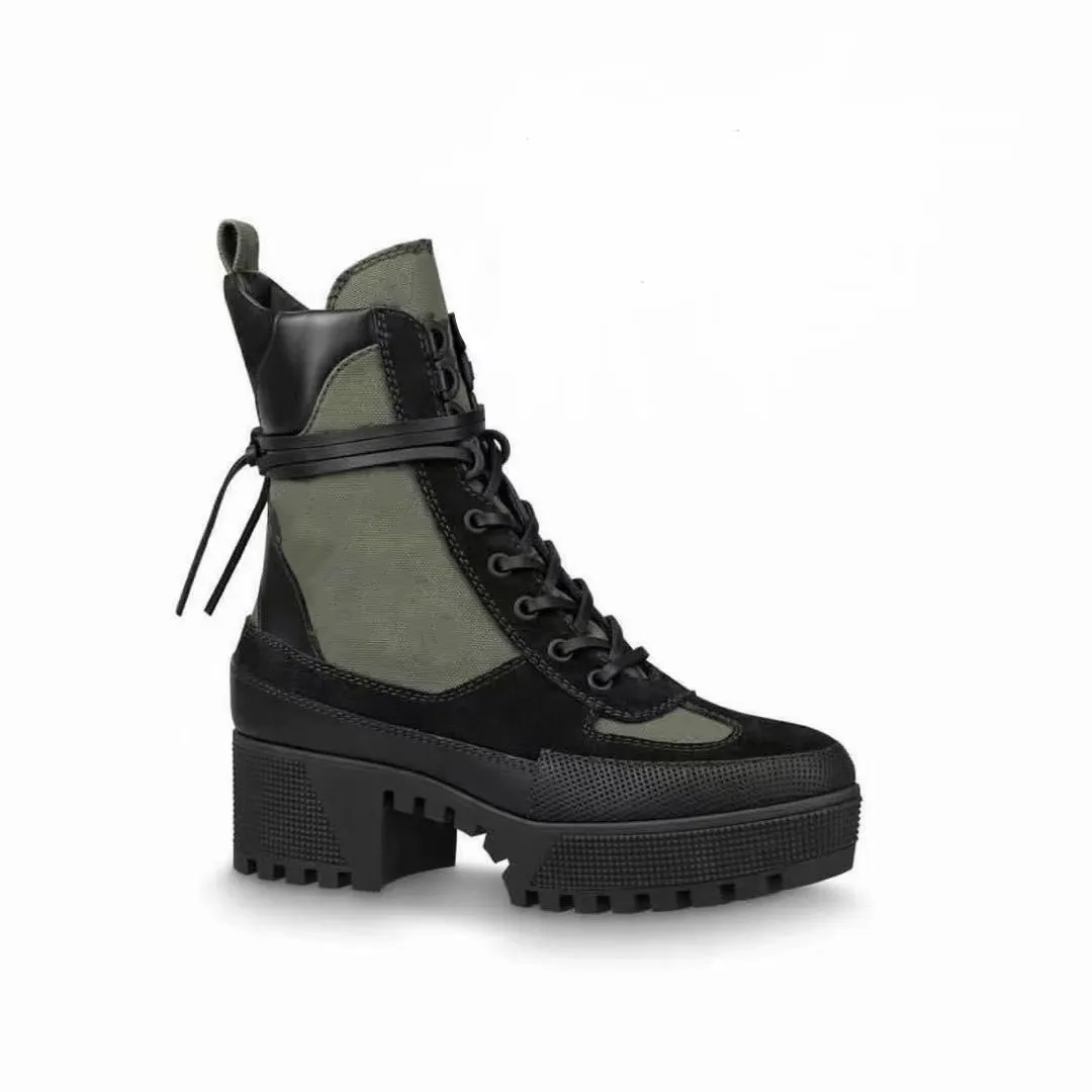 Designer Ladies tornozelo de tornozelo de couro martin bota laureada plataforma deserto botas rec￩m-femininas altas sapatos do meio para outono e inverno no13