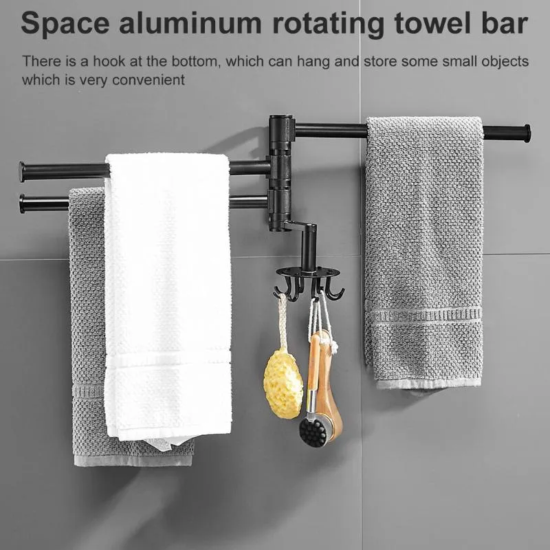 Handdoekrekken keukenhouder papieren rek badkamer voor bar huis roterende wand gemonteerde doucheruimte accessoires met haken 1 stks
