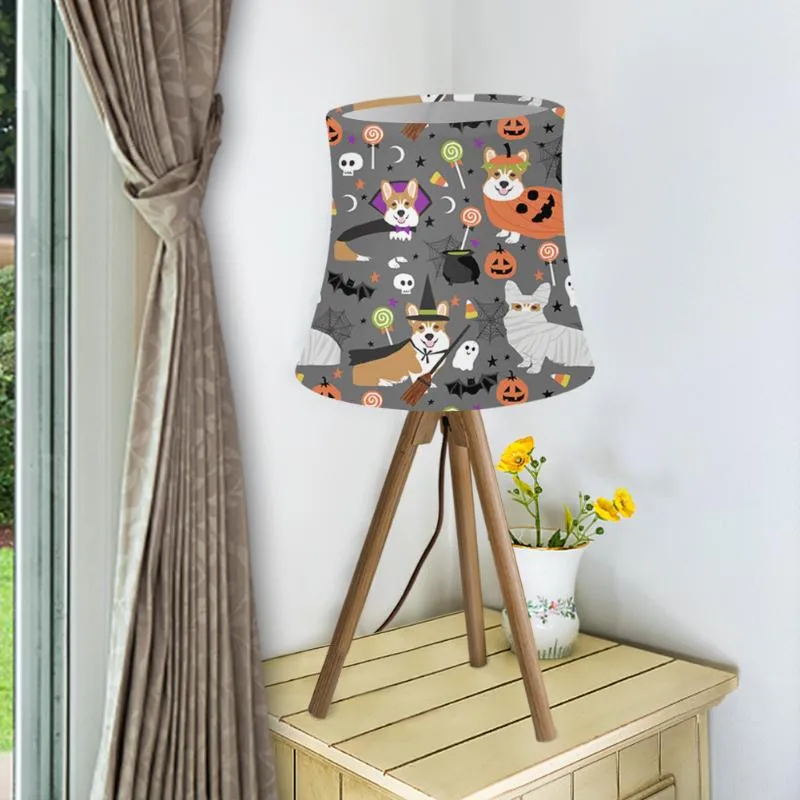 Lamp Covers & Shades Cute Dogs Halloween Pimpkin Skull Ghost Pattern Table Shade Bedroom Lampshade Dust Proof Cover Washable Screen