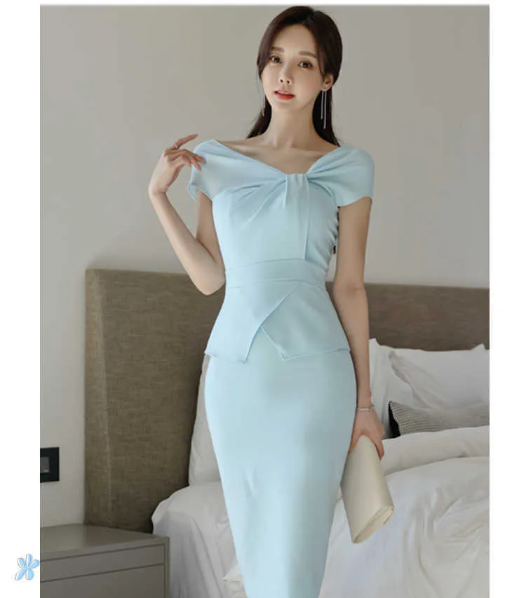 Sexy Office Tight Dress Korean Ladies Summer Short Sleeve Formal ...