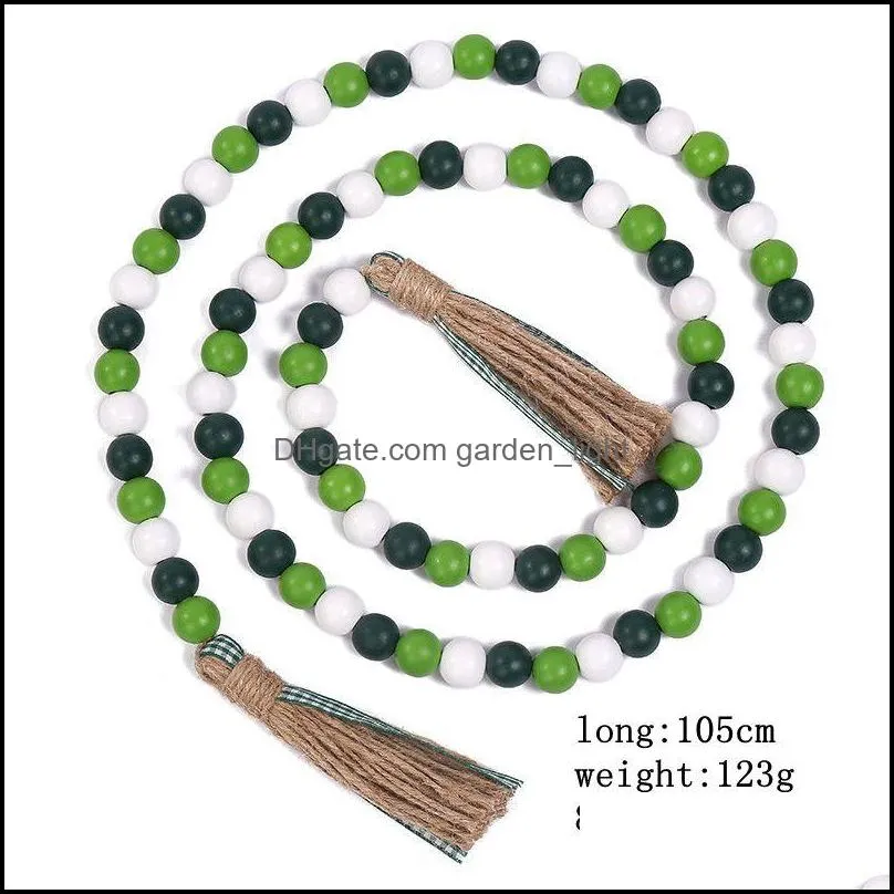 Candy Color Wood bead string Decor Pendant Creative hemp rope tassel beads Nordic countryside style home decoration HWE7224