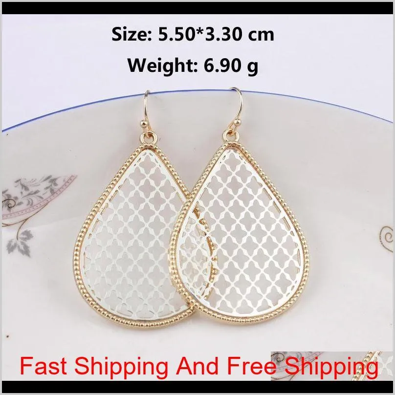 2019 trendy women jewelry copper gold border brass water drop filigree morocco magnolia teardrop copper metallic mesh statement