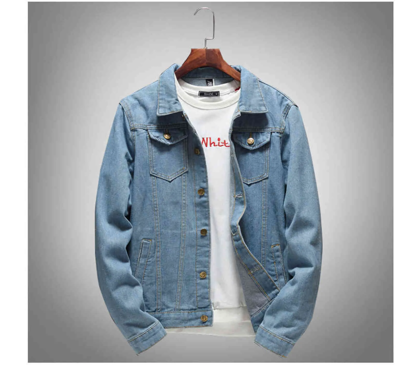 DIMUSI Mens Trendy Denim Jacket Thin Ripped Bomber Style For