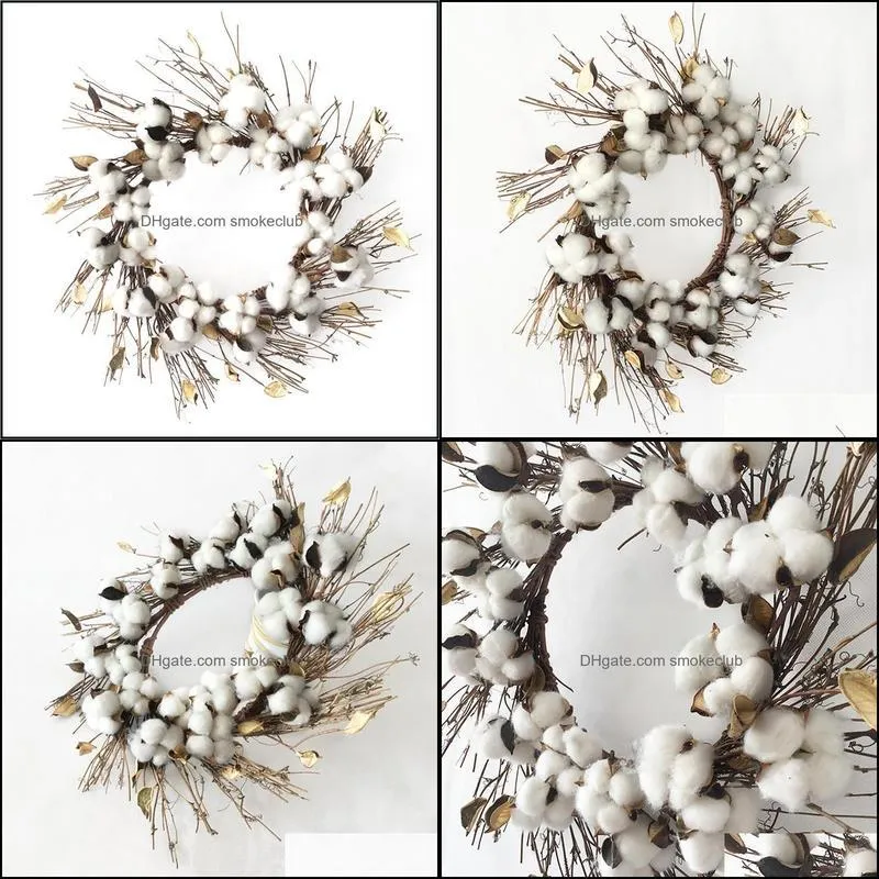 Decorative Flowers & Wreaths Wreath Creative Cotton Handmade Christmas Hanging Xmas Decor