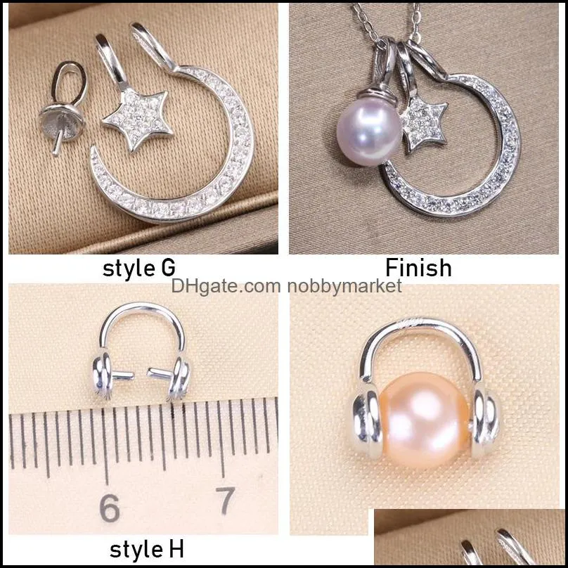 s925 Sterling Silver Pendant Settings Zircon Pearl Necklace Settings 16 Styles Fashion Necklace for Women Blank DIY Jewelry