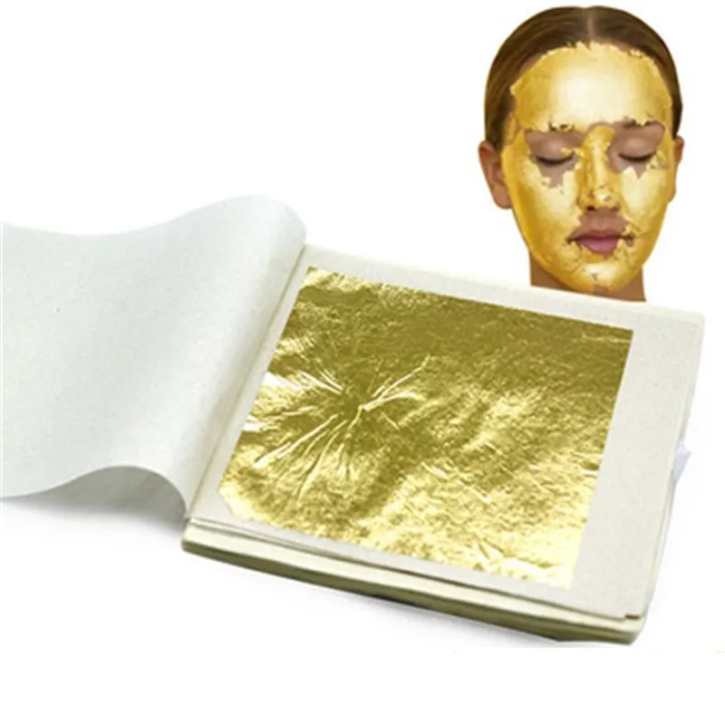 24K Gold Foil Facial Mask Sheets Genuine Leaf Beauty Collagen