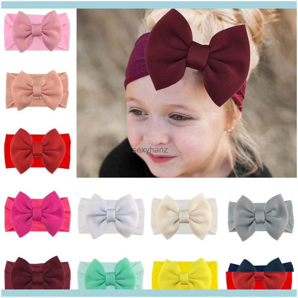 Diademas de joyería, lazos grandes de 5,5 pulgadas para niñas pequeñas, turbante de nailon con lazo, accesorios para el cabello para niños, envío directo Zuu5M