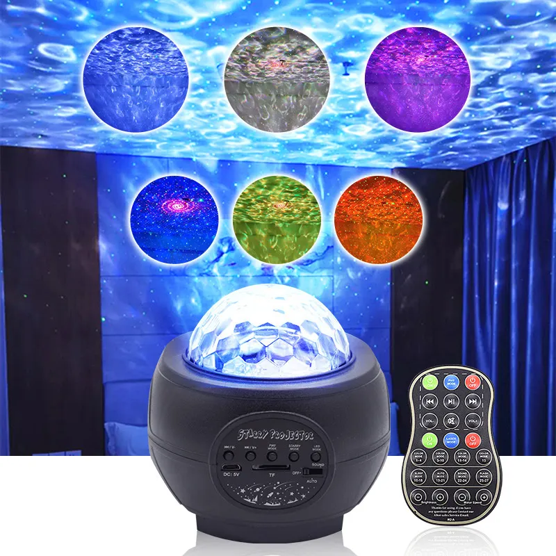 LED Laser Starry Sky Night Light Star Projetor com Music Player para Baby Kids Party Holiday