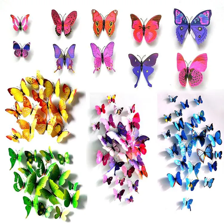 Assepoester Butterfly 3D Butterfly Decoration Muurstickers 12PC 3D Butterflies 3D Butterfly PVC Verwijderbare Muurstickers Butterflys