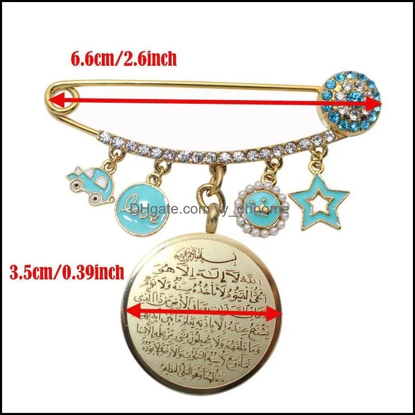 Pins, Brooches ZKD Muslim Islam AYATUL KURSI Stainless Steel Pin Brooch Baby