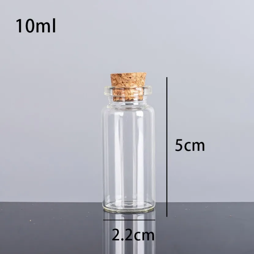 10 ml 22x50x12.5mm mantar tıpalar küçük cam şişeler DIY dekorasyon mini iksir şişeleri iyilik, şişeler dileğiyle, mesaj cam kavanozlar flakon mantar