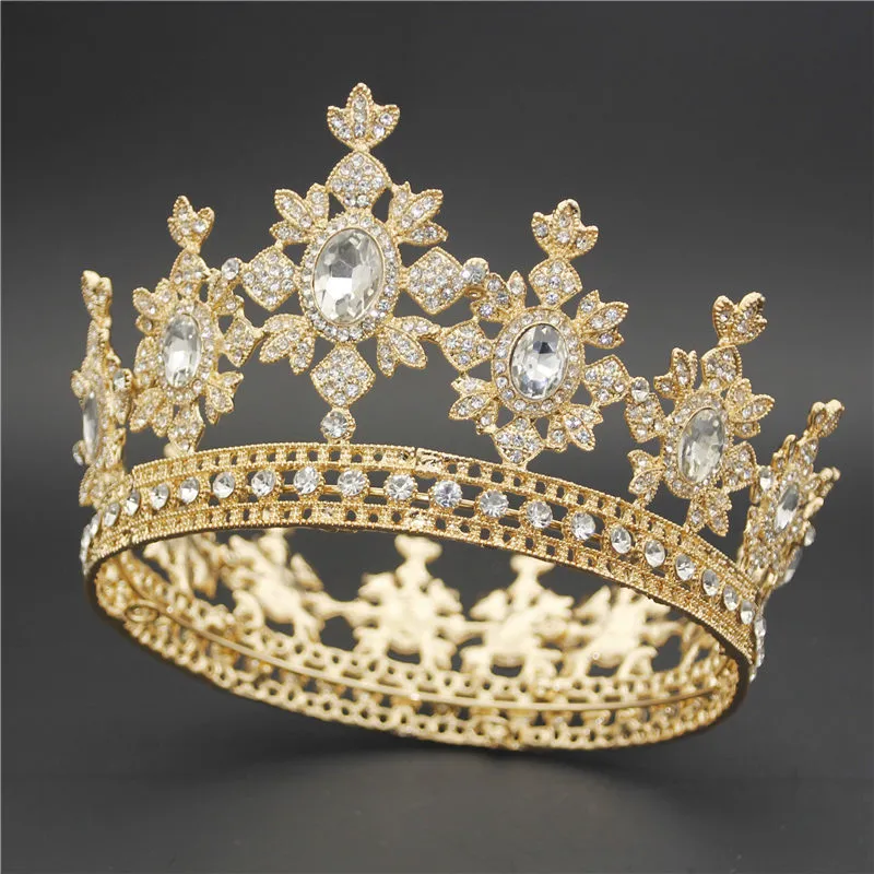 Fashion Gold Cristal Tiara Couronne pour accessoires Queen King Diadem Cheveux Bijoux De Mariage Tiaras et Couronnes Mariée