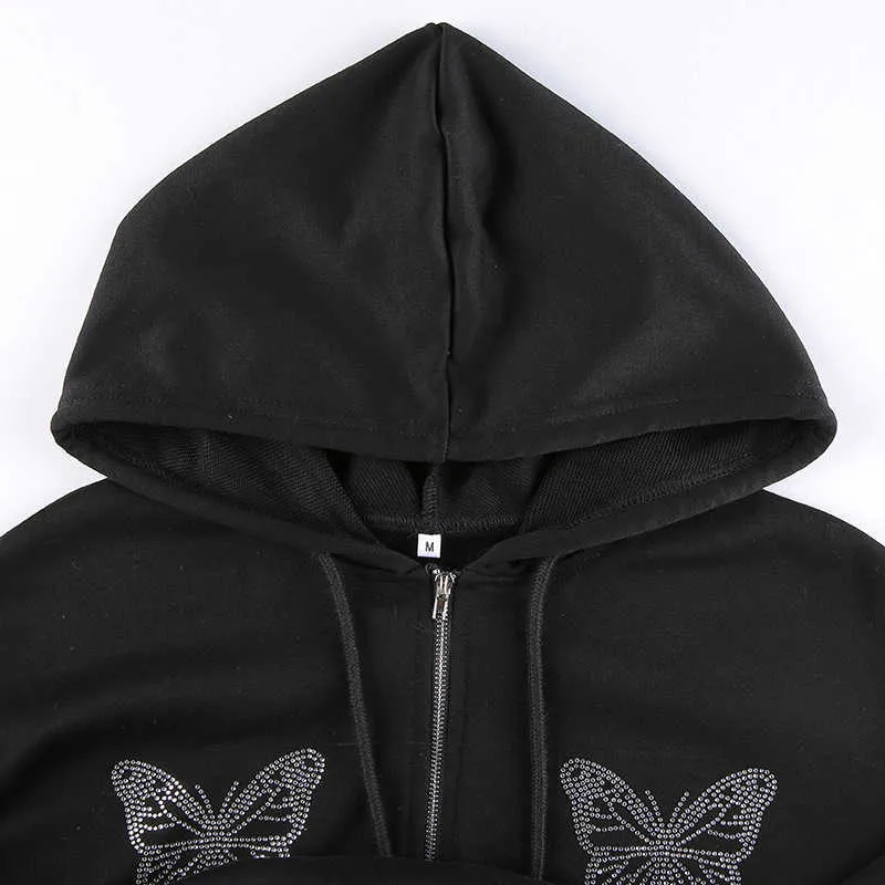 Rhinestone Cross Butterfly Sweatpants For Women Cyber Y2K Grunge