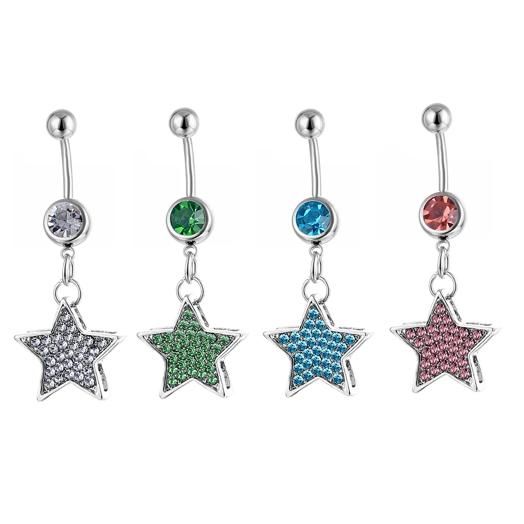 YYJFF D0394 STAR BELLY NAVEL RING Mix Colors