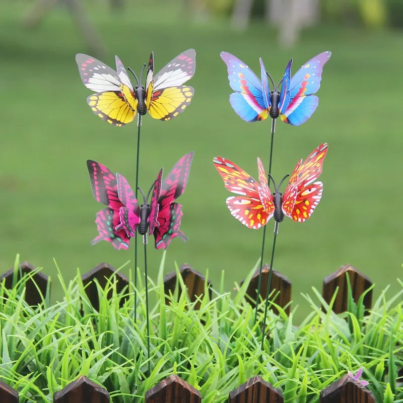 7cm Colorful Two Layer Feather Butterfly Stakes Garden Decoration Outdoor  Fairy Garden Fake Butterflies Flower Pots Decor WLY BH4688 From  Besgohouseware, $2.15