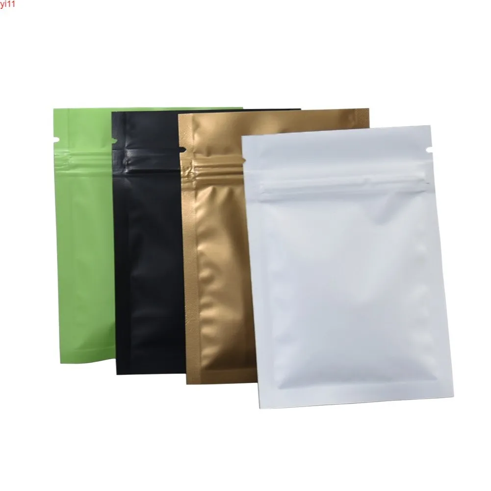 500pcs Glossy Matte Colorful Aluminium Zip Lock Foil Packing Bags Small Resealable Zipper Ziplock Metallic Food Storage Pack Baghi276d