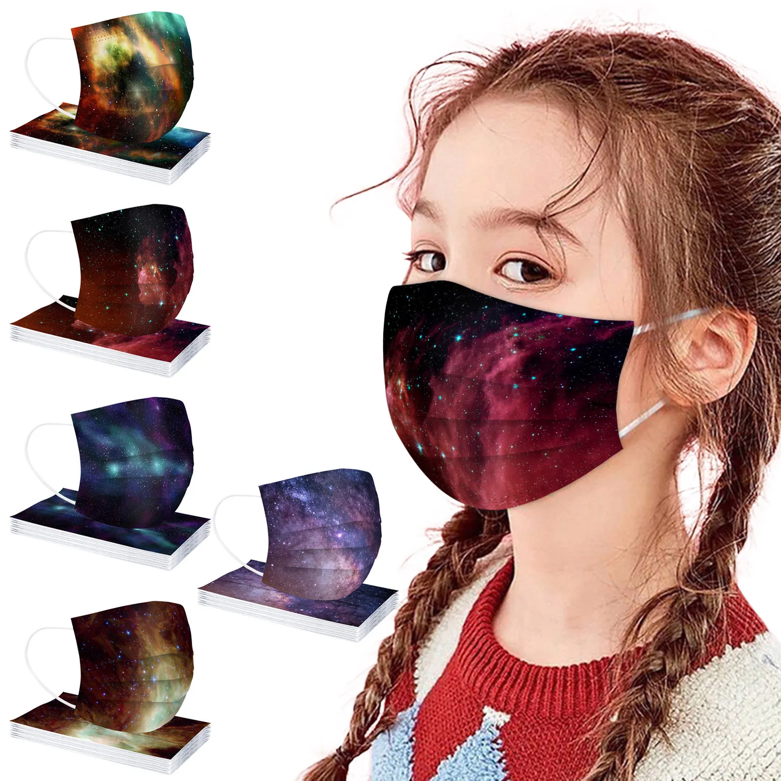 Children disposable mask star series printed spun lace cloth anti-dust windproof masks