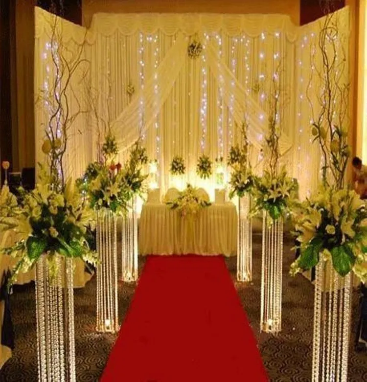 2021 120cm 48inch height Wedding walk way flower stand stage venue arylic crystal column pillar for wedding party decoration