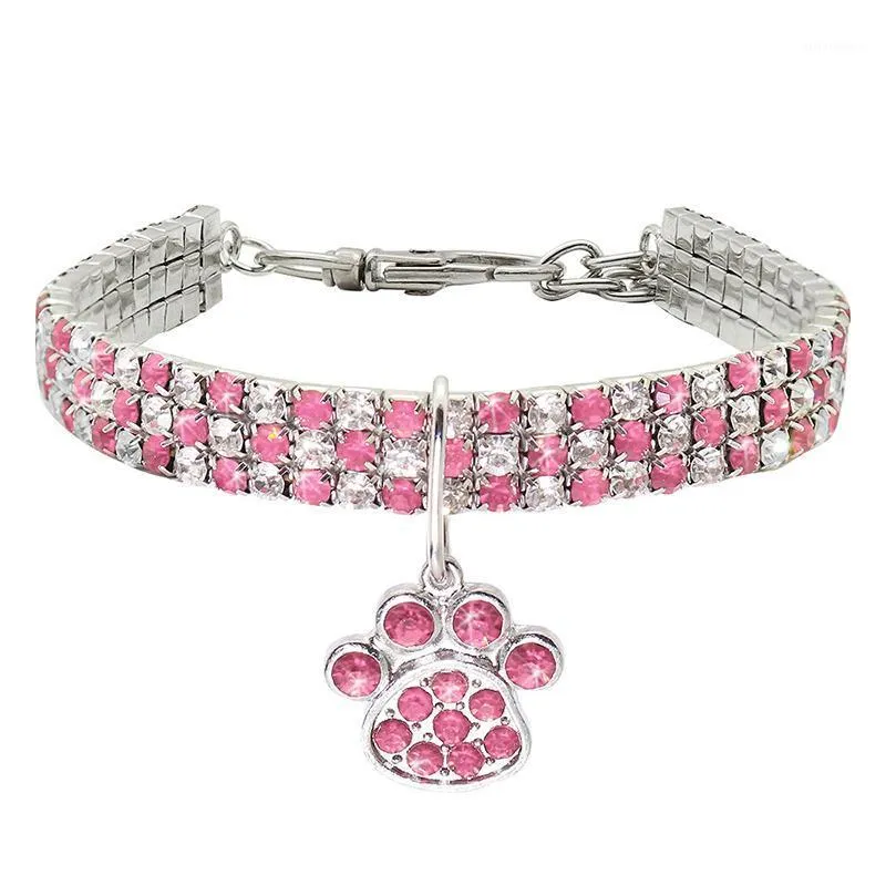 Dog Collars & Leashes 1PC Cat Rhinestone Collar Sparkly Pet Crystal Diamante Diamonds Elastic Necklace With Pendant