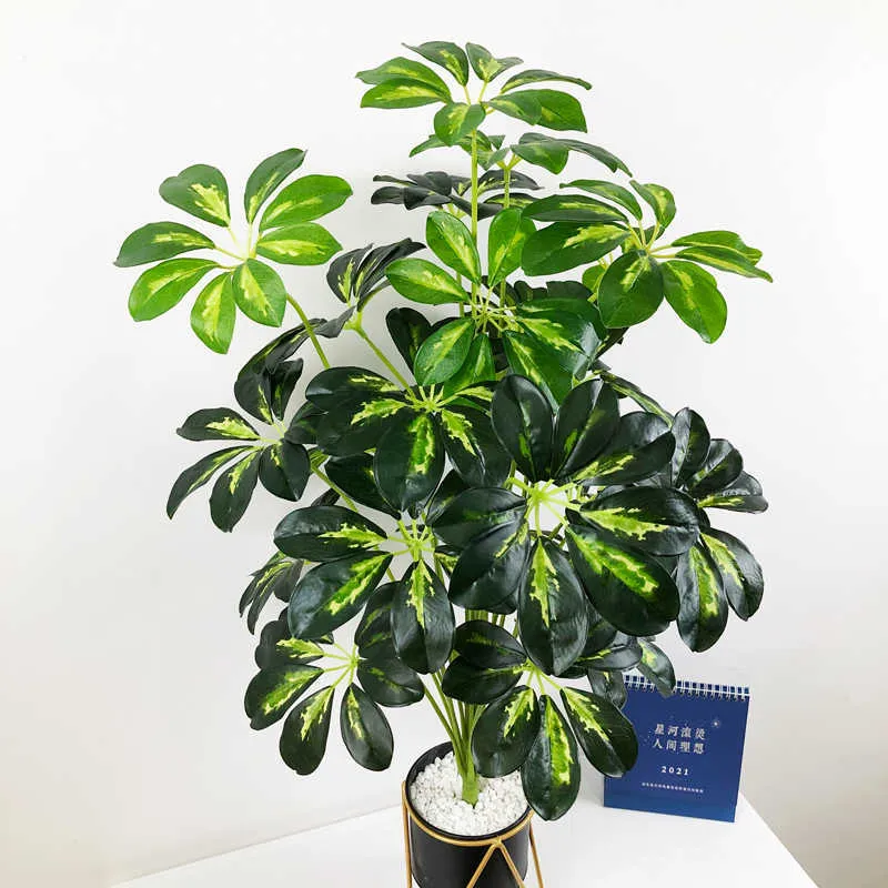 75cm 24 머리 큰 인공 몬스터 열대 식물 가짜 야자수 잎 플라스틱 정글 단풍 집 정원 장식 210624