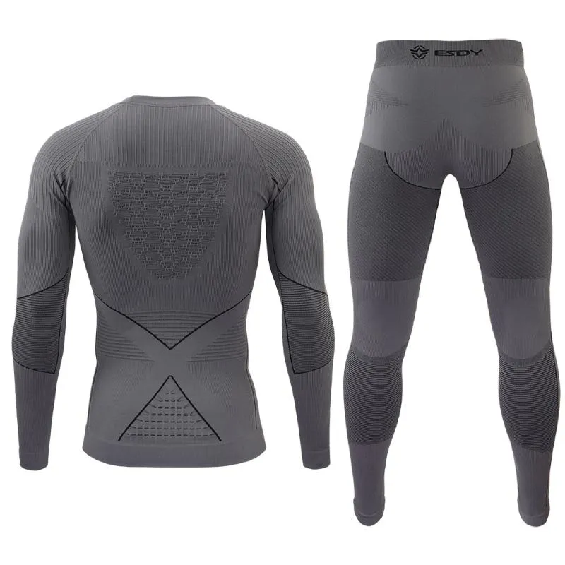 Intimo termico da uomo Uomo Foderato in pile Set Moto Sci Strato base Inverno caldo Mutande lunghe Camicie Top Fondo Suit221R