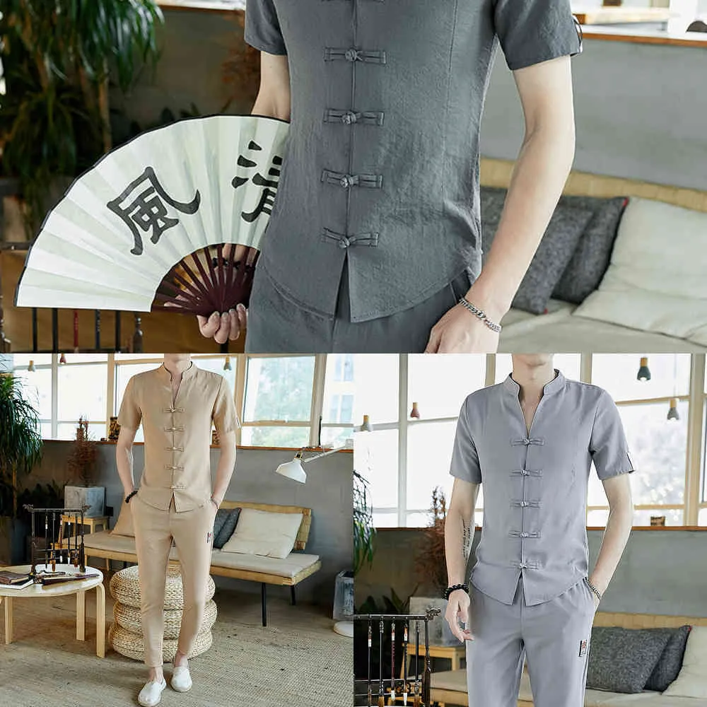 Mężczyźni Dresy Vintage Man Odzież 2020 Wiosna Nosić Z Długim Rękawem Street Nosić Mężczyzna Podróży Zestaw Pościel Długi spodnie w męskich zestawach X0610