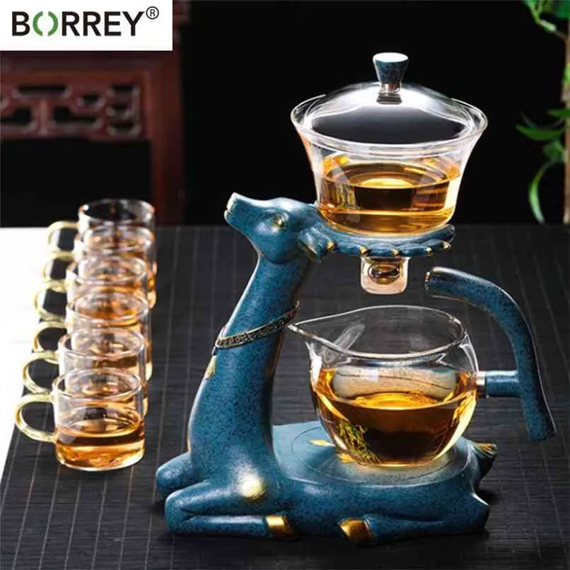 Borrey High Borosilicate Glass Tekanna Turkisk Dropppott Infuser Tea Kaffe Värmebeständig Med Base Puer Kettle 210621