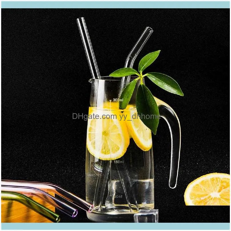 5Pcs/set Transparent Glass Straight Bend Straws Cleaning Brush For Beverage Drinks Bar Party Kitchen Accessory Wholesale1